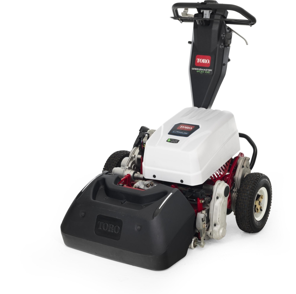 The all-electric Toro Greensmaster eFlex 1021 pedestrian mower will be on the Bio-Circle stand at SAGE 2023. 