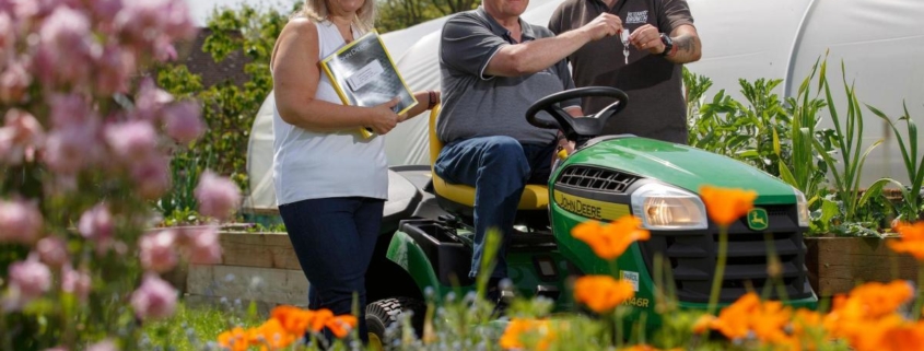 Lottery winners donate ride-on mower to ‘incredible’ veterans’ charity